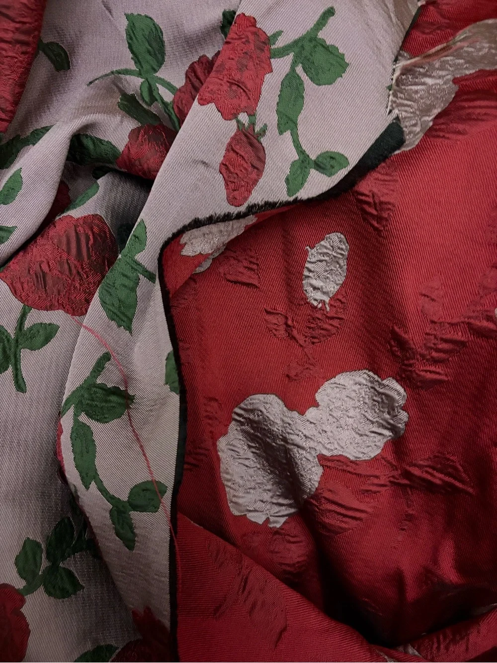 Luxury Rose Floral Jacquard Brocade Fabric - 2 Yards, 61” width